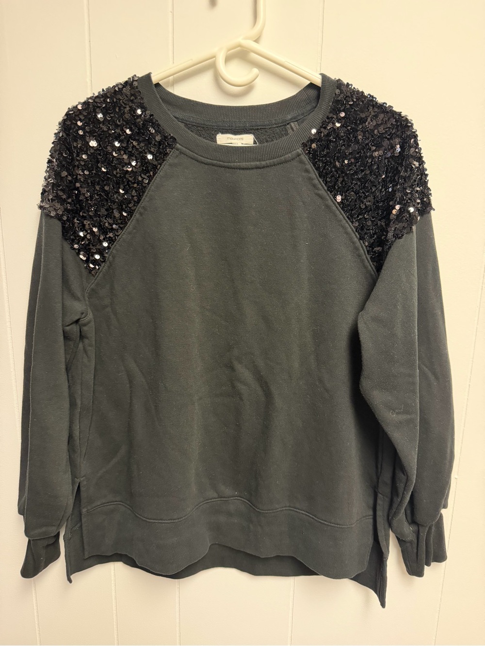 Sequin Shoulder Pullover Sweatshirt - black Maurice’s size medium women’s